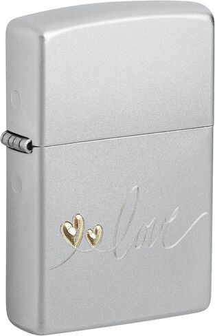 ولاعة للجيب من الكروم الساتان بتصميم Zippo Love in Saudi Arabia