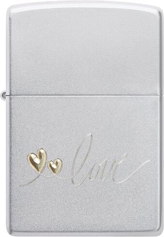ولاعة للجيب من الكروم الساتان بتصميم Zippo Love in Saudi Arabia