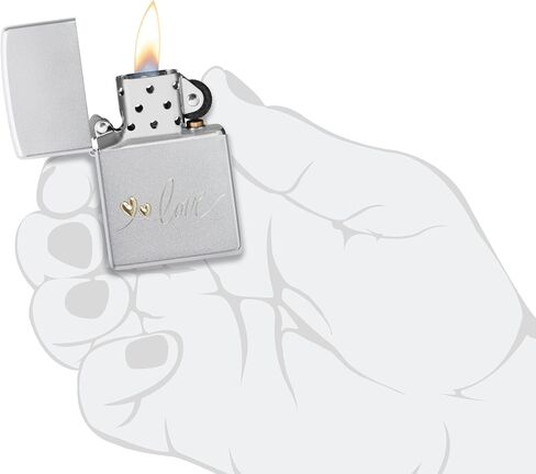 ولاعة للجيب من الكروم الساتان بتصميم Zippo Love in Saudi Arabia