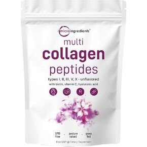 Multi Collagen Protein Powder, 2 Pounds – Type I,II,III,V,X with Biotin 10000mcg, Hyaluronic Acid, Vitamin C – Unflavored Collagen Peptides – Keto & Paleo Friendly, Easy Dissolve, Non-GMO in Kuwait