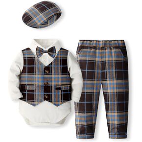 Xingwu Textitle Baby Boys' 3-Piece Fake Vest Set with Dress Shirt, Vest, Pants, and Tie（The Vest is not Removable） in Kuwait