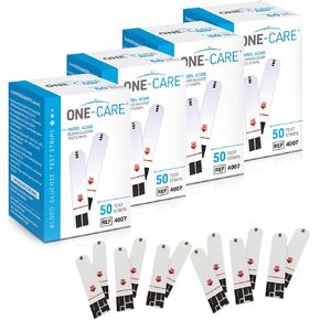 ONE-CARE 200 count Blood Glucose Test Strips, Precision Sugar Measurement for Diabetics, Monitor Your Diabetes (4 boxes of 50 each) in Kuwait