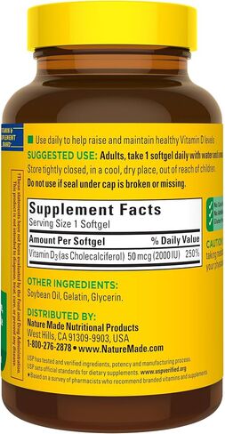 Nature Made Maximum Strength Vitamin D3 10000 IU (250 mcg), Dietary Supplement for Bone, Teeth, Muscle and Immune Health Support, 60 Softgels, 60 Day Supply in Saudi Arabia