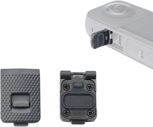 غطاء حماية بديل لشحن USB غطاء جانبي للشحن لملحقات غطاء USB لكاميرا Insta360 OneX3 (أسود) in Kuwait