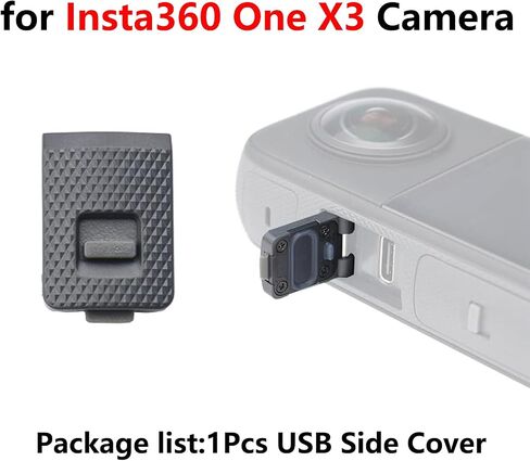 غطاء حماية بديل لشحن USB غطاء جانبي للشحن لملحقات غطاء USB لكاميرا Insta360 OneX3 (أسود) in Kuwait
