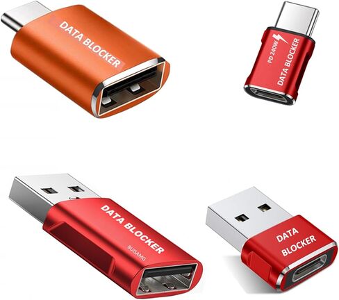 مانع البيانات، مانع بيانات USB A وUSB C لأي هاتف محمول USB C شحن سريع، حماية ضد جاك العصير، رفض القرصنة، مانع بيانات USB فقط الشحن الآمن. (6 حزم) in Kuwait