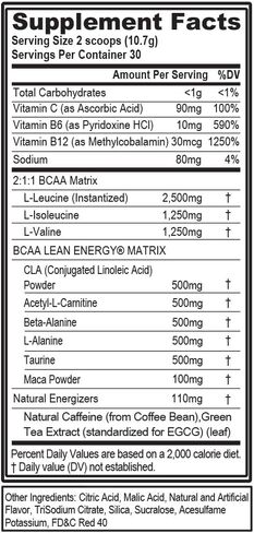 EVL BCAA Lean Energy Powder - Pre Workout Green Tea Fat Burner Support with BCAAs Amino Acids and Clean Energizers - BCAA Powder Post Workout Recovery Drink for Lean Muscle Recovery - Cherry Limeade in Saudi Arabia