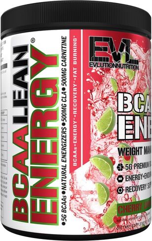 EVL BCAA Lean Energy Powder - Pre Workout Green Tea Fat Burner Support with BCAAs Amino Acids and Clean Energizers - BCAA Powder Post Workout Recovery Drink for Lean Muscle Recovery - Cherry Limeade in Saudi Arabia