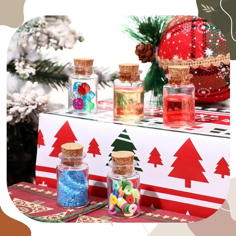 50 Packs 10ml Mini Plastic Bottles with Corks Stoppers Eye Screws Funnels Small Potion Bottles Tiny Clear Sand Art Bottles Wishing Vial for Birthday Wedding Party DIY Crafts Decoration Gift in Saudi Arabia