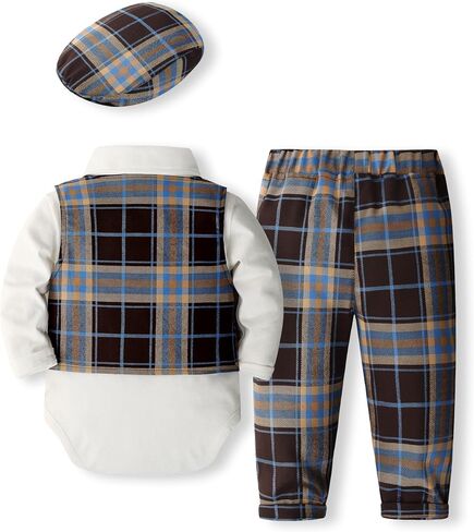 Xingwu Textitle Baby Boys' 3-Piece Fake Vest Set with Dress Shirt, Vest, Pants, and Tie（The Vest is not Removable） in Kuwait
