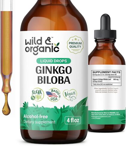 Ginkgo Biloba Liquid Extract - Organic Ginkgo Biloba Supplements for Brain Function and Memory Support - Ginkgo Biloba Leaf Tincture - Vegan, Alcohol Free Drops - 2 fl oz in Kuwait