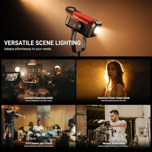 GVM Dual Head Video Light Constant 200W with Bowens, V-Mount, DMX, RGB, Bi-Color Continuous Lighting for Photography Filming Studio with 4 Color Modes, 24 Cob Led Lighting Effects, CRI97, 2700-7500K in Kuwait