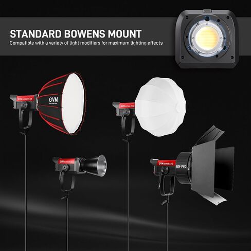 GVM Dual Head Video Light Constant 200W with Bowens, V-Mount, DMX, RGB, Bi-Color Continuous Lighting for Photography Filming Studio with 4 Color Modes, 24 Cob Led Lighting Effects, CRI97, 2700-7500K in Kuwait