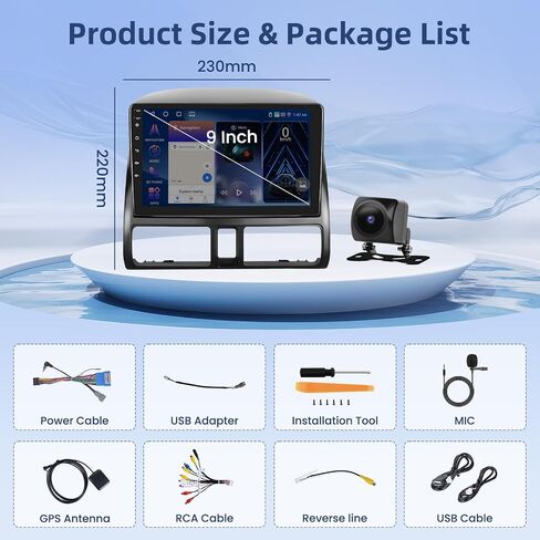 لراديو Honda CRV 2002-2006 Android 13 ستيريو السيارة مع Apple Carplay Android Auto، شاشة لمس 9 بوصة لراديو السيارة Honda CRV يدعم نظام تحديد المواقع والملاحة WiFi BT HiFi FM EQ 2GB+64GB in Saudi Arabia