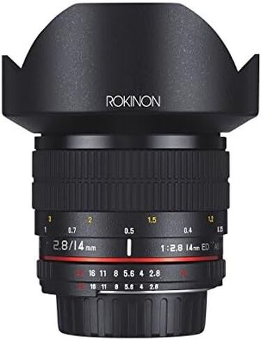 عدسات Rokinon Fe14M-Mft 14mm F2.8 عريضة للغاية للتثبيت بأربعة ثالث وعدسة ثابتة لكاميرا Olympus/Panasonic Micro 4/3 ، أسود in Saudi Arabia