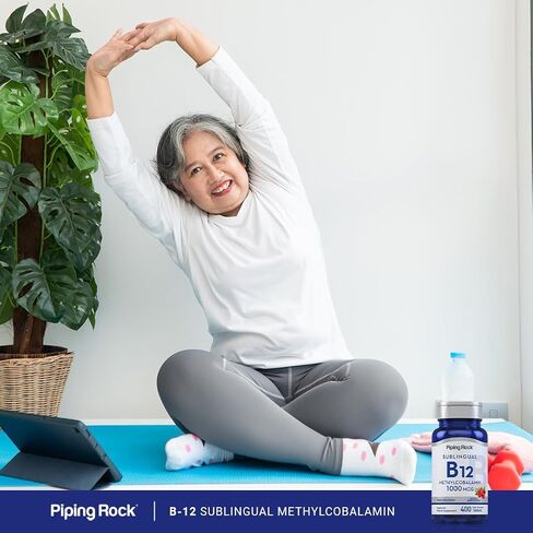 Piping Rock Vitamin B12 Sublingual | 1000 mcg | 400 Fast Dissolve Tablets | Methylcobalamin Supplement | Vegetarian, Non-GMO, Gluten Free in Saudi Arabia