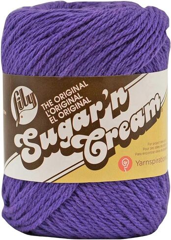 Lily Sugar 'N Cream The Original Solid Yarn, 2.5oz, Medium 4 Gauge, 100% Cotton - Grape - Machine Wash & Dry in Saudi Arabia