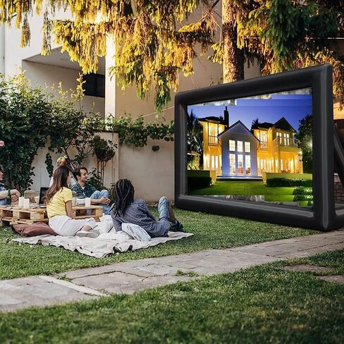 Inflatable Projector Screen 20FT, Portable Blow Up Outside Projector Screen, Front & Rear Projection, with Rope, Air Blower, Ground Nails and Carry Bag, for Theater/Football/Backyard Party in Saudi Arabia