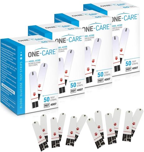 ONE-CARE 200 count Blood Glucose Test Strips, Precision Sugar Measurement for Diabetics, Monitor Your Diabetes (4 boxes of 50 each) in Kuwait