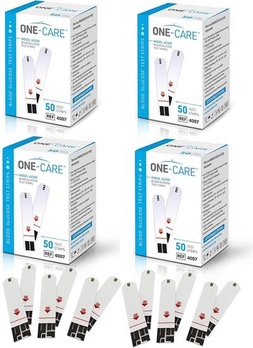 ONE-CARE 200 count Blood Glucose Test Strips, Precision Sugar Measurement for Diabetics, Monitor Your Diabetes (4 boxes of 50 each) in Kuwait