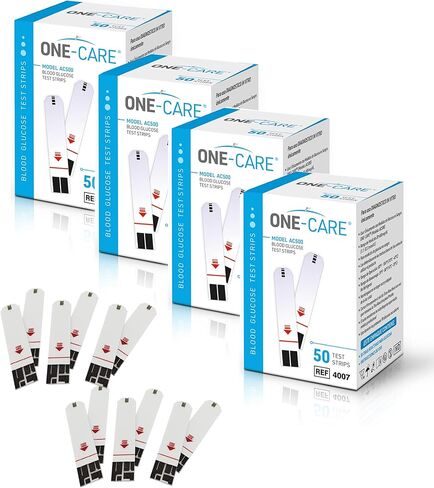 ONE-CARE 200 count Blood Glucose Test Strips, Precision Sugar Measurement for Diabetics, Monitor Your Diabetes (4 boxes of 50 each) in Kuwait