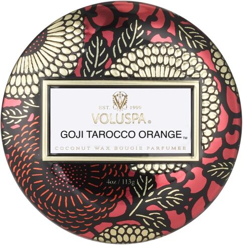 Voluspa Santal Vanille Candle | Mini Tin | 4 Oz. | 25 Hour Burn Time | Vegan | Coconut Wax and Natural Wicks for a Cleaner Burn in Kuwait