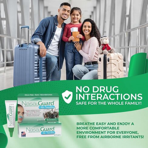 Airborne Particle Blocker Nasal Gel for Air Travelers - Drug-Free, Non-irritating, Non-drowsy, Airplane Travel Approved (Cool Menthol) - Over 150 Applications Per Tube (0.1 oz, Pack of 1) in Kuwait