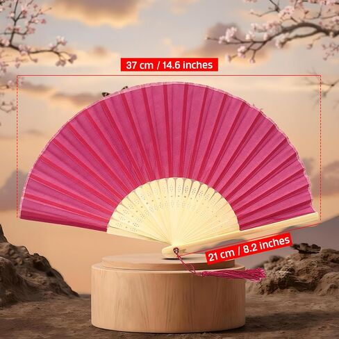 Fabric Handheld Folding Hand Fan with a Tassel Grade A Bamboo Ribs for Women Girls Summer Party Event Favor Birthday Wedding Souvenir Gift (Moss/Olive Green) in Saudi Arabia