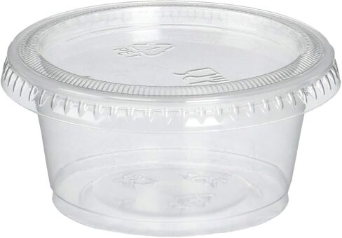 Plastic Disposable Portion Cups - The Souffle Cup (1 Ounce, Package of 100 Cups With Lids) in Saudi Arabia