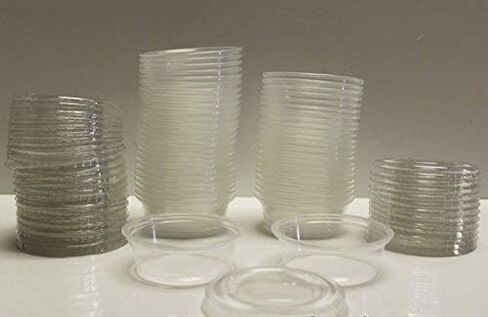 Plastic Disposable Portion Cups - The Souffle Cup (1 Ounce, Package of 100 Cups With Lids) in Saudi Arabia