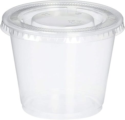 Plastic Disposable Portion Cups - The Souffle Cup (1 Ounce, Package of 100 Cups With Lids) in Saudi Arabia
