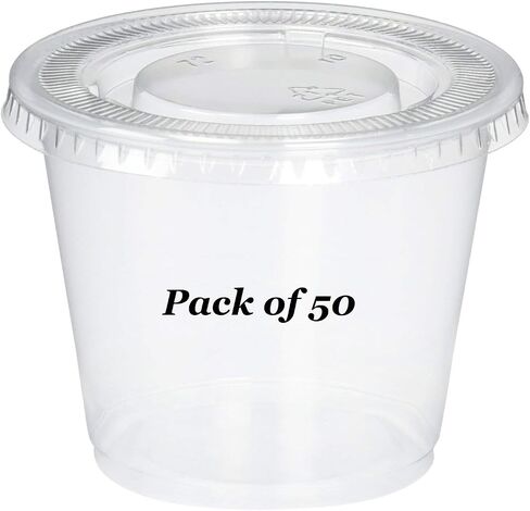 Plastic Disposable Portion Cups - The Souffle Cup (1 Ounce, Package of 100 Cups With Lids) in Saudi Arabia
