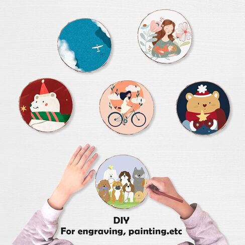 شرائح الخشب الطبيعي 32 قطعة 2.75-3.14 بوصة مجموعة خشبية غير مكتملة مثقوبة مسبقًا بفتحة دوائر خشبية شرائح شجرة للفنون والحرف اليدوية DIY زينة عيد الميلاد وهدايا الزفاف in Kuwait