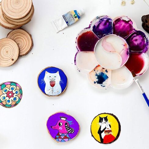 شرائح الخشب الطبيعي 32 قطعة 2.75-3.14 بوصة مجموعة خشبية غير مكتملة مثقوبة مسبقًا بفتحة دوائر خشبية شرائح شجرة للفنون والحرف اليدوية DIY زينة عيد الميلاد وهدايا الزفاف in Kuwait