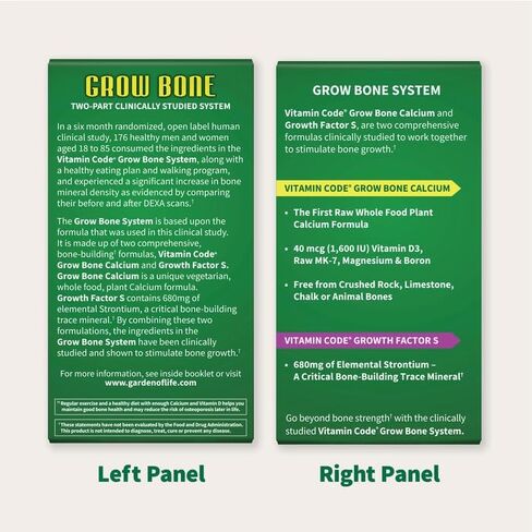 Garden of Life Calcium Supplement - Vitamin Code Grow Bone Made with Whole Foods, Strontium, Magnesium, K2 MK7, Vitamin D3 & C Plus Probiotics for Gut Health, 30 Day Supply in Saudi Arabia