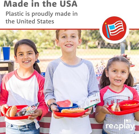 Re-Play Made in USA Recycled Products, Set of 4 (9" Heavy Duty Dining Plate, Red) Great for Outdoor, Camping, Party, Tailgating or Everyday Dining in Saudi Arabia