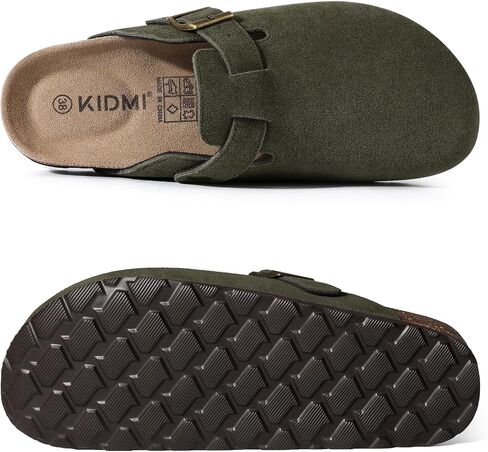 KIDMI Women's Suede Clogs Leather Mules Cork Footbed Sandals Potato Shoes with Arch Support in Kuwait