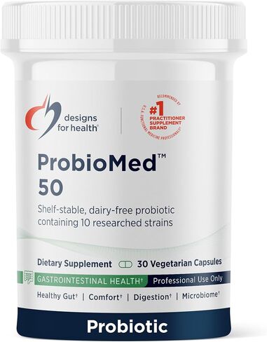 Designs for Health ProbioMed 100 Probiotics for Digestive Health - 10 Strains with Lactobacillus acidophilus Probiotic + Lactobacillus rhamnosus - Gut Health + Immune Support Supplement (30 Caps) in Saudi Arabia