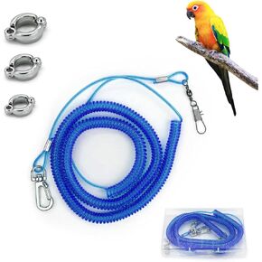 ببغاء Flying Leash ، حبل تدريب 16.4 قدم مع حلقة قدم 3 حجم ، وسلسلة مرنة مضادة للرقص لل cockatiels ، والطيور ، والحمام (الأخضر) in Kuwait