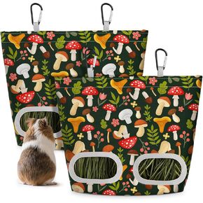 Glittme 2 Pack Guinea Pig Hay Resered ، 11.5 × 9 بوصة كيس القش للأرانب ، حامل القش معلقة لخنازير غينيا قفص القش للأرنب ، الحيوانات الأليفة الصغيرة ، الفطر الأخضر in Kuwait