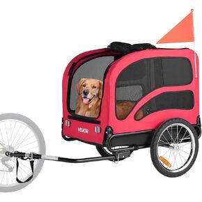VEVOR Dog Bike Trailer, Supports up to 100 lbs, Pet Cart Bicycle Carrier, Easy Folding Frame with Quick Release Wheels, Universal Bicycle Coupler, Reflectors, Flag, Collapsible to Store in Saudi Arabia