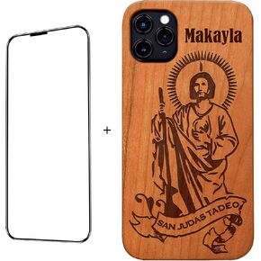 Virgen De Guadalupe - Custom Wood Phone Case + FREE Tempered Glass (Virgin Mary - Our Lady of Guadalupe) for iPhone 15/14/13/12/11 (Mini ,Pro, Pro Max,Plus)Xs,Xr,X Samsung S21/S22/S23 UL+ FE Note 12 L in Saudi Arabia