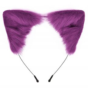Edoneery Halloween Cat Fox Wolf Fux Fur Ears عقال ، ملحق الشعر المصنوع يدويًا للبالغين Cosplay & Fancy Dress Plass (رمادي فاتح) in Kuwait