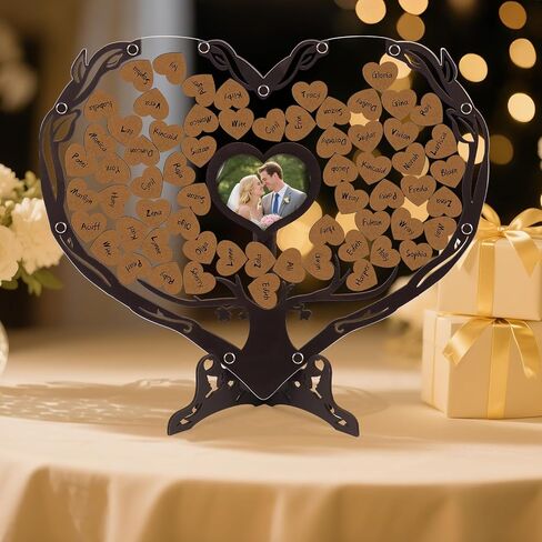 Heart Wedding Guest Book Alternative, Rustic Wooden Wedding Guest Book with Heart Picture Frame, Wedding Heart Guest Book Drop Box, Personalized Wedding Guest Book for Wedding Decor Party Birthday in Saudi Arabia