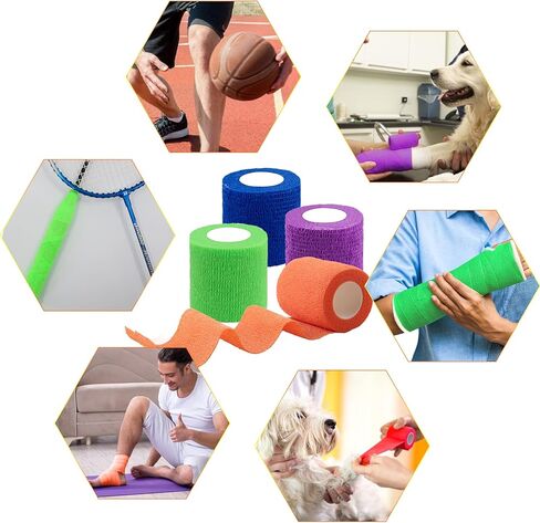 BQTQ 72 Rolls Self Adhesive Bandage Wrap 1 Inch Self Adherent Wrap Black Bandage Wrap Tape Sports Wrap Self Stick Bandages Wrap Stretch Tape Self Adhesive Wrap for Wrist Ankle Swelling Sprains in Kuwait