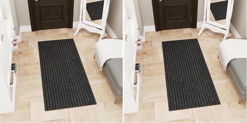 Ottomanson Solid Design Non-Slip Rubberback 3x10 Indoor/Outdoor Runner Rug for Hallway, Kitchen, Living Room, Garage, Patio, 2'7" x 9'10", Black in Saudi Arabia