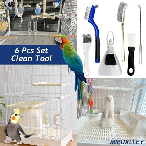 ترقية مجموعة نظافة القفص 6pcs ، فرشاة قفص من الفولاذ المقاوم للصدأ 2-في 1 ، مزيل أنبوب الطيور ، أداة مكشطة مع مقبض طويل ، إكسسوارات تنظيف البيت الصغيرة ، ميني دباني ومجموعة المكنسة (6pcs) in Kuwait