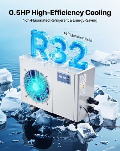 Vevor Aquarium Chiller 500 Gallon ، 1-1/2 HP Water Chiller for the-the-toying ، تبريد سريع لخزان السمك ، axolotl ، الشعاب المرجانية ، ضاغط التبريد الهادئ ، مبخر التيتانيوم ، تجهيزات كاملة in Saudi Arabia