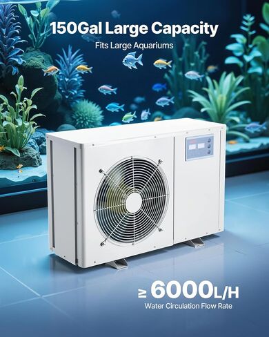 Vevor Aquarium Chiller 500 Gallon ، 1-1/2 HP Water Chiller for the-the-toying ، تبريد سريع لخزان السمك ، axolotl ، الشعاب المرجانية ، ضاغط التبريد الهادئ ، مبخر التيتانيوم ، تجهيزات كاملة in Saudi Arabia