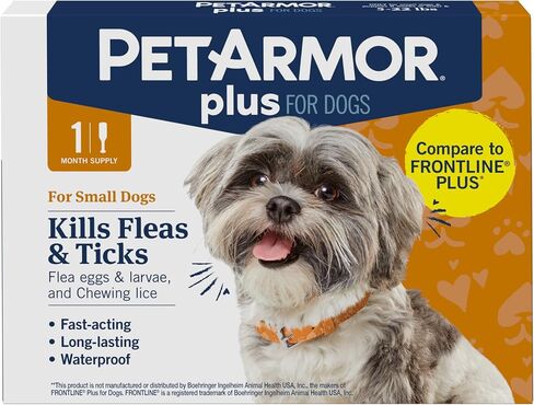 PetArmor Plus Flea and Tick Prevention for Dogs, Dog Flea and Tick Treatment, 1 Dose, Waterproof Topical, Fast Acting, Small Dogs (5-22 lbs) in Kuwait